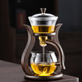 Lazy Kungfu Drip TeaPot, Heat Resistant Tea Set, Semi-Automatic Glass Teapot Suit for Magnetic Water Flow Wooden Glass Teapot Set